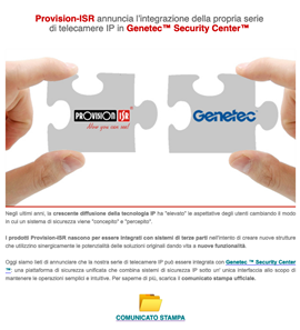 PROVISION ISR integra le sue telecamere IP in GENETEC